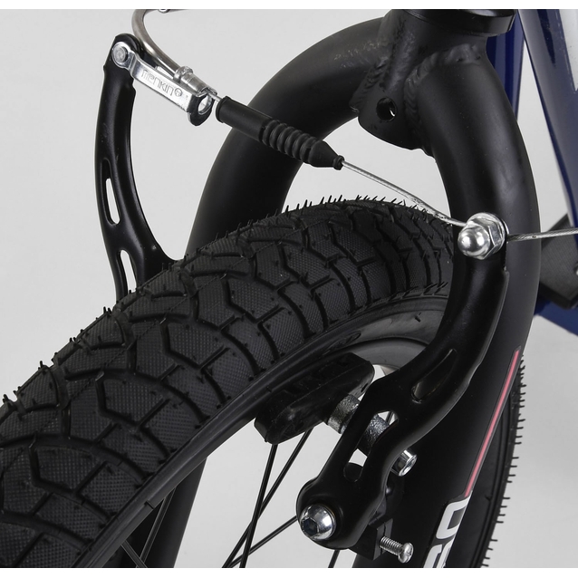 Самокат дитячий 2-х колісний, надувні колеса 16-12 Corso МХ 30609 синій, ручне переднє гальмо фото westvelo.com