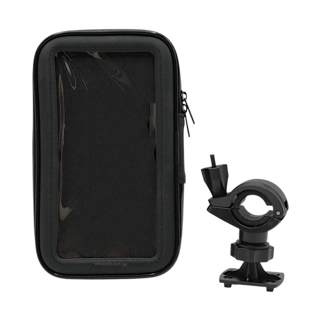 Тримач для телефону,(XL) 170х90х30мм на кермо, сенсорна плівка, вологозахисний, швидкознімний, кут повороту 360° фото westvelo.com