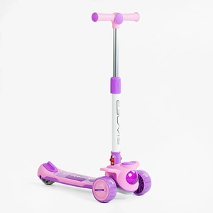 Самокат дитячий 3-х колісний, Skyper BS-963 фіолетово-рожевий, колеса PU Ø125mm зі світлом, музика та підсвічування платформи, кермо складне