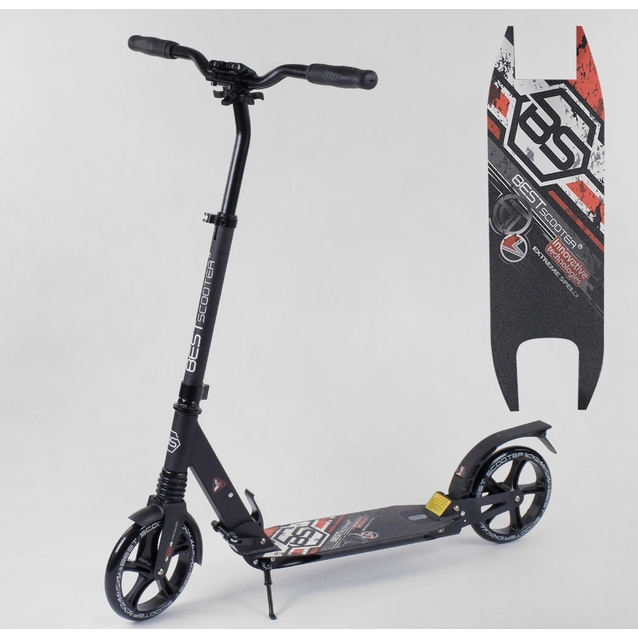 Самокат дитячий 2-х колісний, PU Best Scooter 54394 чорно-помаранчевий , Ø200mm, AL, 2 амортизатора фото westvelo.com