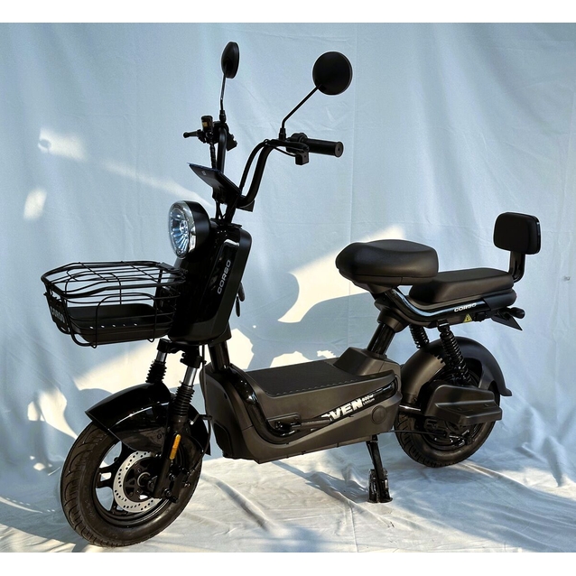 Електроскутер Corso «RAVEN-L» RV-611725 двигун 800W, акумулятор 60V 24Ah літій-залізо-фосфатний, чорний, колеса 10" фото westvelo.com