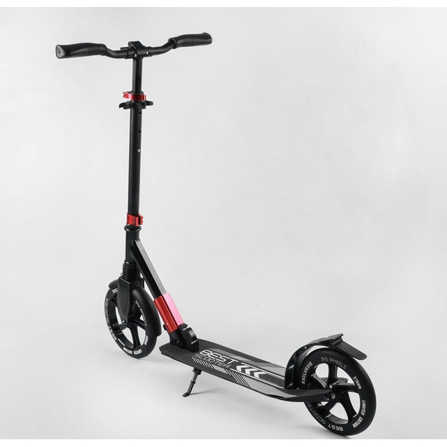 Самокат дитячий 2-х колісний, PU Best Scooter 11391 чорно-червоний, колеса Ø230-215mm, AL, 1 амортизатор передній фото westvelo.com