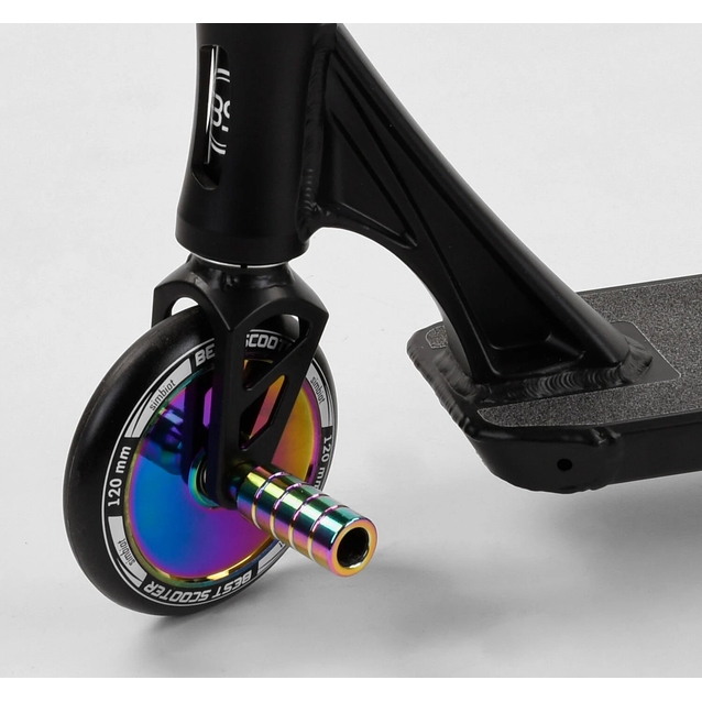 Самокат трюковий Best Scooter «SIMBIOTE-2» 97683 чорно-червоний, HIC-система, пеги, AL диск та дека, колеса PU Ø120mm, ширина керма - 57 см фото westvelo.com