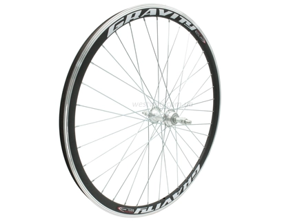 Колесо 26 зад, обід 2-ний чорний, втулка AL на віночках, диск різьба (Gravity)