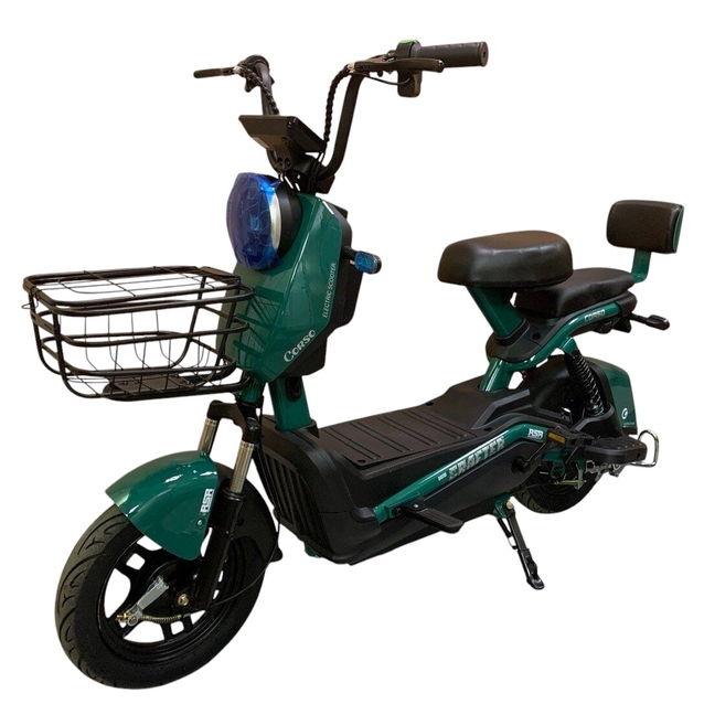 Електроскутер Corso «CRAFTER» CR-410730, двигун 500W, акумулятор 60V/20Ah свинцево-кислотний, зелений, колеса 10" фото westvelo.com