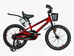 Дитячий велосипед 18 AL Corso «TAYGER» TG-43922 АЛЮМІНІЄВА рама темно червоний, ручне гальмо, дод. колеса, дзвоник, бутилочка