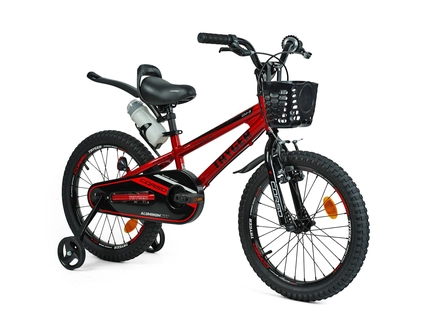 Дитячий велосипед 18 AL Corso «TAYGER» TG-43922 алюмінієва рама темно червоний, ручне гальмо, дод. колеса, дзвоник, бутилочка