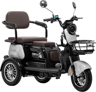 Трицикл Corso «OSTIN» SN-639580, двигун 1000W, акумулятор 72V/23Ah графеновий, сірий + 1 ящик. акум, колеса 10"