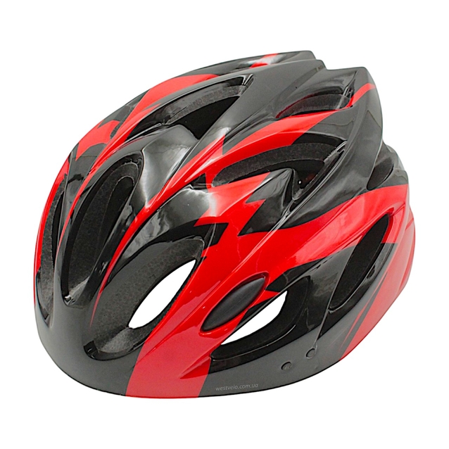 Вело шолом "TK Sport" 074 (56 см) з мигалкою, чорно-червоно-сірий фото westvelo.com