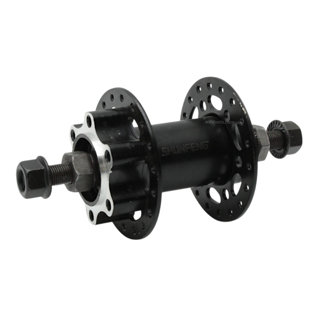 Втулка мтв передня, сталева, диск гальма 6 болтів, чорна, SHUNFENG (14Gx36H) фото westvelo.com