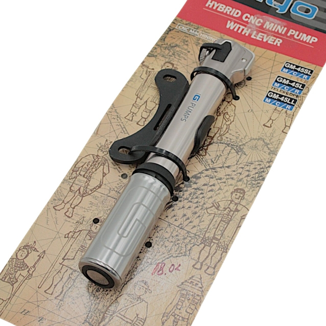 Насос вело GIYO Тайвань GM-45SL Al срібний, макс тиск 100 psi (presta+schrader+борт, лопатка) (AV/FV) фото westvelo.com