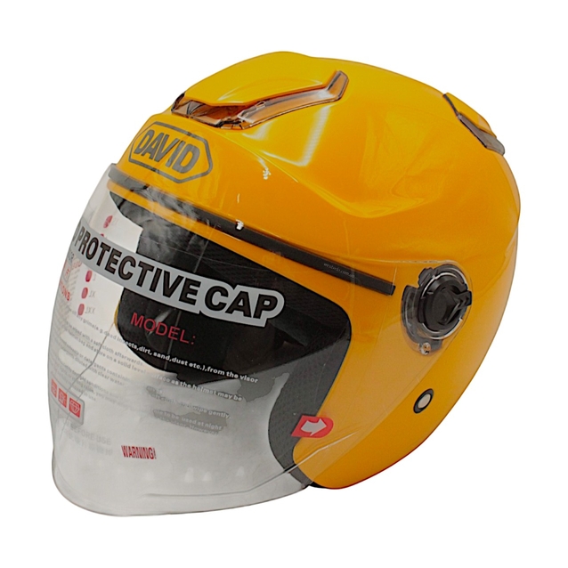 Мото шолом, відкритий (L 59-60) "DAVID" D018 жовтий глянцевий фото westvelo.com