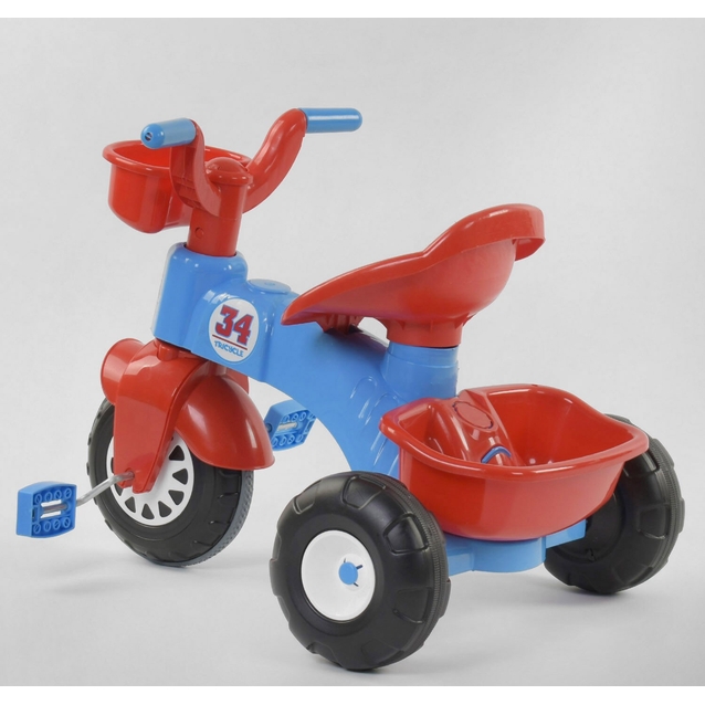 Дитячий велосипед 3-х колісний, колеса пластик з прорезиновою накладкою Pilsan 07-169 червоно-синій, корзинка, багажник фото westvelo.com