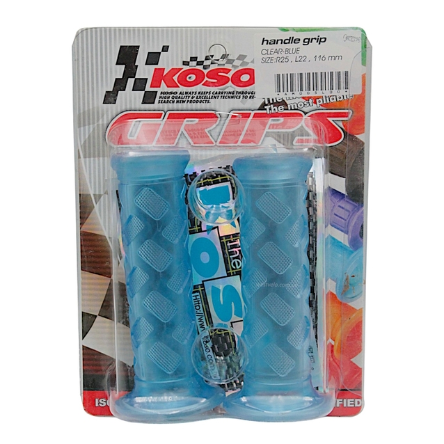 Мото гріпси KOSO універсальні ТАЙВАНЬ (+наклейка) блакитно-прозорі фото westvelo.com