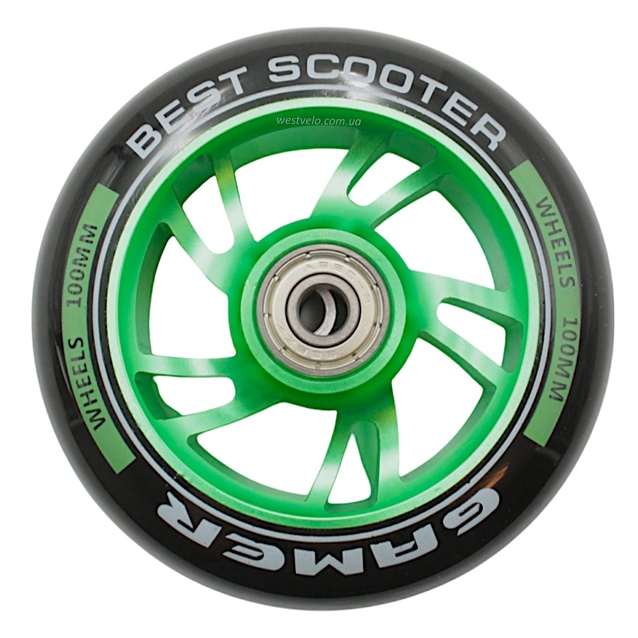 Колесо трюкового самоката "Best Scooter" AL. Ø100мм, поліуретан, зелений (105) фото westvelo.com