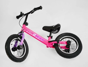 Велобіг 12 Corso надувні колеса, сталева рама «RUN-A-WAY» CV-03348 ручне гальмо, рожево-фіолетовий