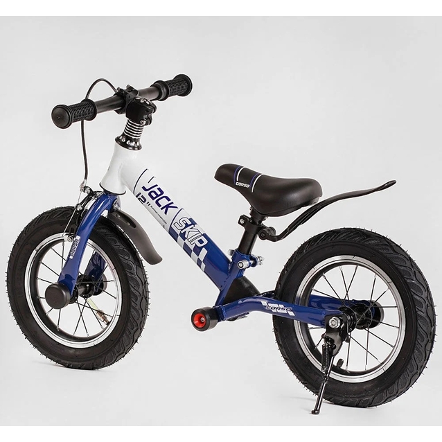 Велобіг 12 Corso надувні колеса, сталева рама «SKIP JACK» 93307 ручне гальмо, з амортизатором, синьо-білий фото westvelo.com