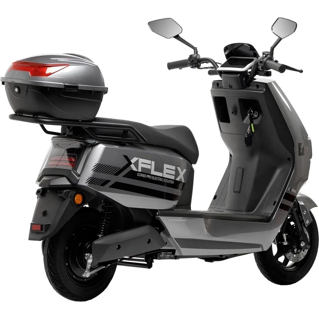Електроскутер Corso «FLEX» FL-548209 двигун 1500W, акумулятор графеновий 72V 35Ah, сірий, колеса 10" + 1 ящик. акум фото westvelo.com