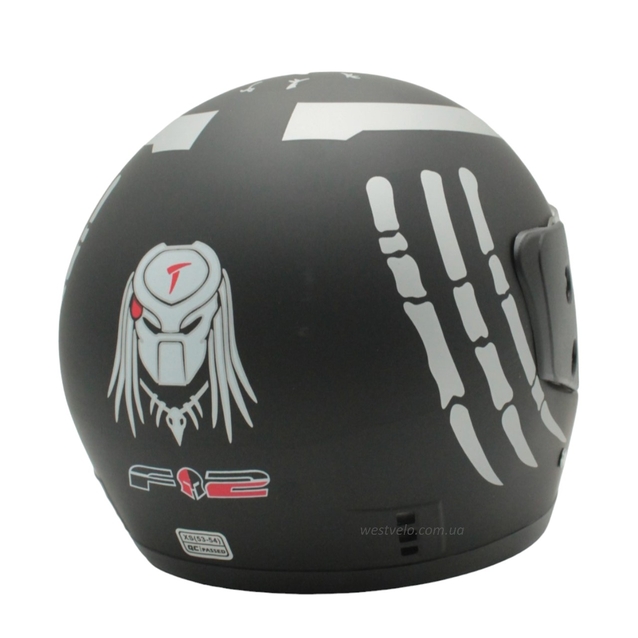 Мото шолом, закритий (XS) F2 "PREDA TORS" чорно-сірий матовий (825-4) фото westvelo.com