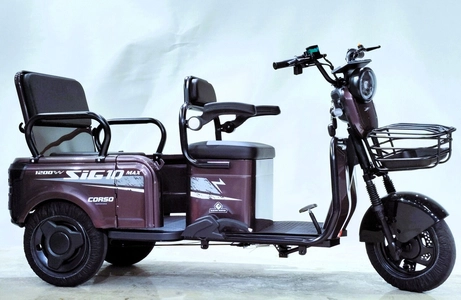 Трицикл Corso «SIG-10 MAX» SM-302088, двигун 1200W, акумулятор 72V/36Ah графеновий, фіолетовий + 1 ящик. акум, колеса 10"