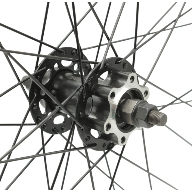 Колесо 27,5 перед, обід 2-ний чорний, втулка SHUNFENG, проми, диск 6 болтів, чорна спиця фото westvelo.com