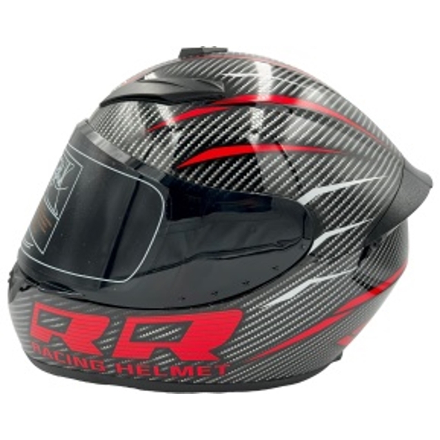 Мото шолом, закритий (M) OKE HELMETS DOT "218" сіро-червоний, глянцевий