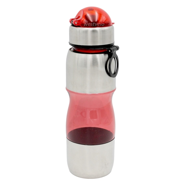 Фляга алюміній-пластик прозора, червона фото westvelo.com