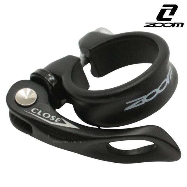 Хомут з ексцентриком труби сідла Ø35.0 мм. ZOOM, алюміній, чорний матовий фото westvelo.com