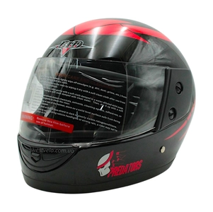 Мото шолом, закритий (L 59-60) BLD "PREDA TORS", чорно-червоний, глянцевий (825)