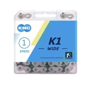 Ланцюг одношвидкісний 110 ланок KMC K1-W пластик BMX Silver/Black (1/2 X 1/8) + замок