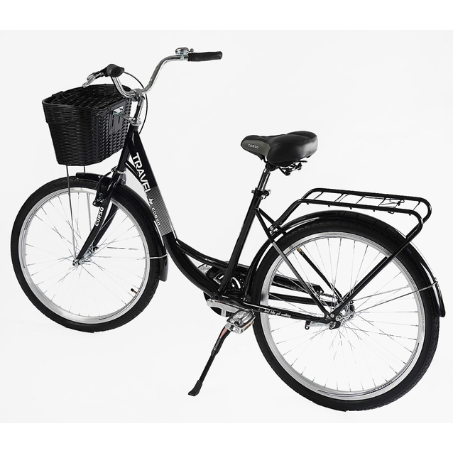 Міський велосипед 26 ST Corso «TRAVEL» TL-26207 сталь 16,5", чорний (+к(чорний)/к/б) фото westvelo.com