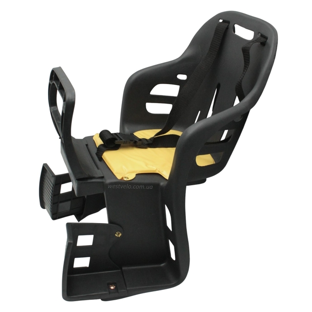 Крісло дитяче, пластик, на зад. багажник, "JLD" з м'ягкою підкладкою, чорне фото westvelo.com