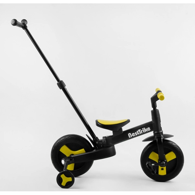 Велобіг-трансформер, 2-кол з батьківською ручкою, PU 10 BestTrike алюміній 58195 чорно-жовтий, складний, батьківська ручка, знімні педалі фото westvelo.com