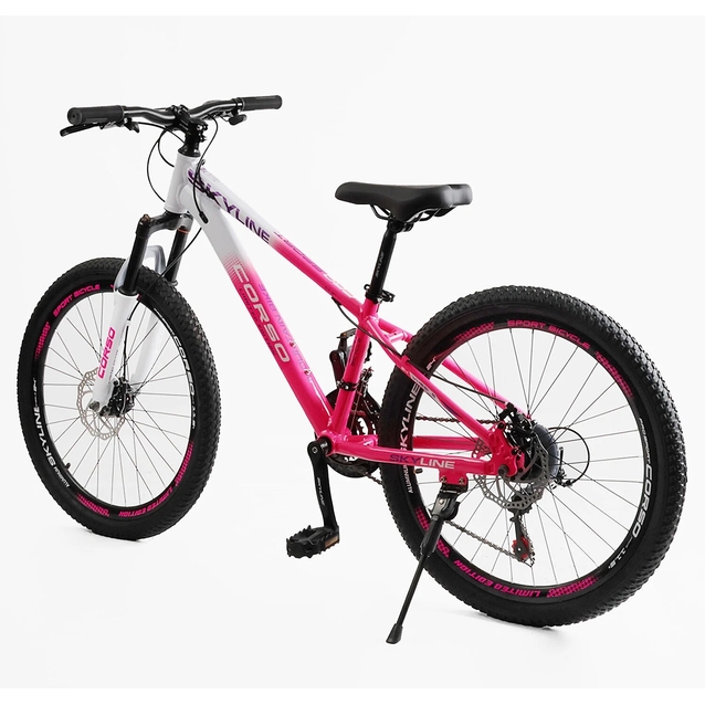Велосипед 24 AL Corso «SKYLINE» SL-60804 алюміній 11", (к-т SHIMANO) біло-рожевий фото westvelo.com