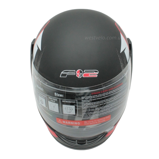 Мото шолом, закритий (XS 53-54) F2 чорно-червоний матовий (825-1) фото westvelo.com