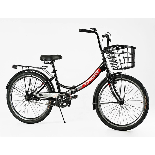 Міський велосипед 24 ST Corso «ADVANCE» AD-24400 (складна рама) сталь 14", чорно-червоний (+к/к/б) фото westvelo.com