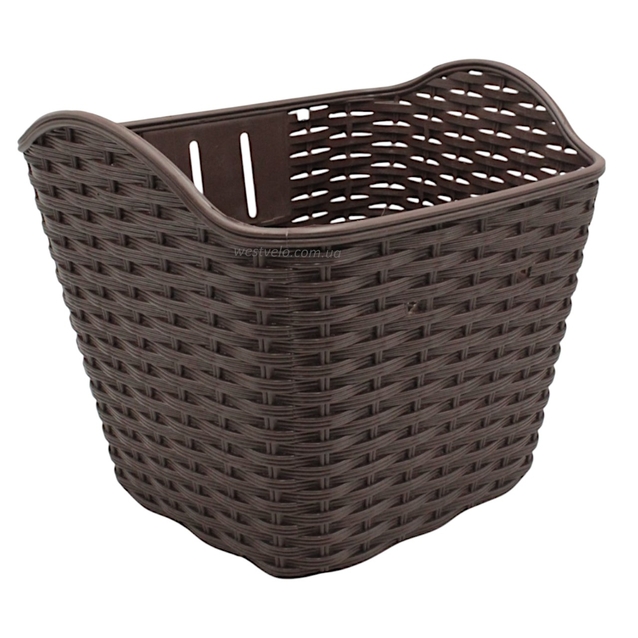 Кошик пластмасовий плетений темно-коричневий фото westvelo.com