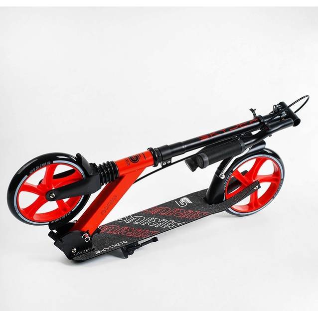 Самокат дитячий 2-х колісний, PU Skyper «SIRIUS» S 16312 чорно-червоний(2), Ø200mm, 1 амортизатор, ручне гальмо фото westvelo.com