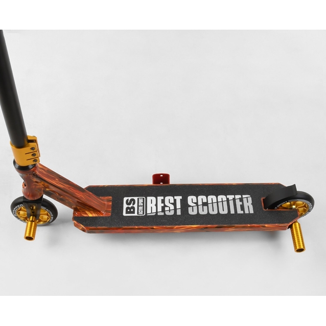 Самокат трюковий Best Scooter «ABSTRACTION» BS-77225 помаранчевий,  HIC-система, пеги, AL диск та дека, колеса PU Ø110mm, ширина керма - 60 см фото westvelo.com