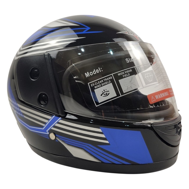 Мото шолом, закритий (L 59-60) BLD чорно-синій, глянець (825) фото westvelo.com