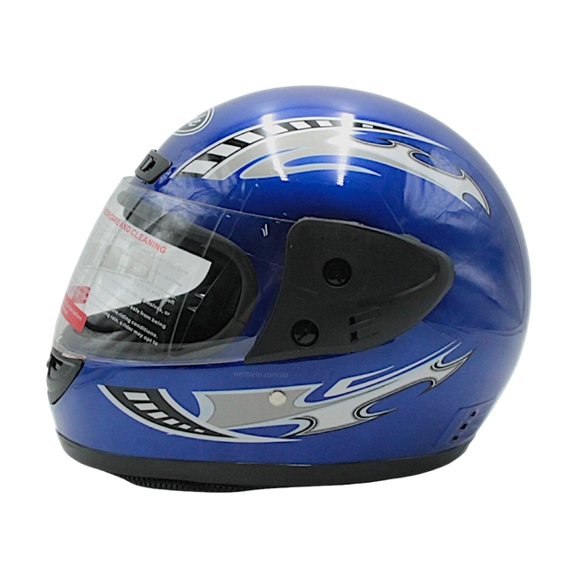 Мото шолом, закритий "CNJM" YELE, інтеграл, синій глянець з чорно-сірим малюнком, з коміром фото westvelo.com