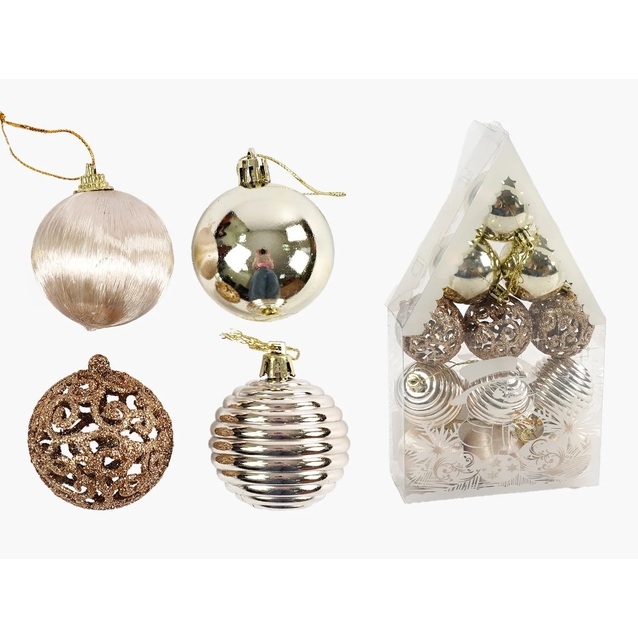 Новорічні прикраси 12 шт, кульки, D = 5 см, у слюді (C 67381) фото westvelo.com