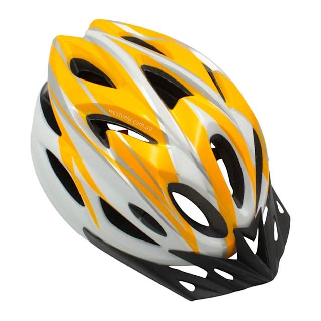 Вело шолом (54-56см) біло-жовтий фото westvelo.com