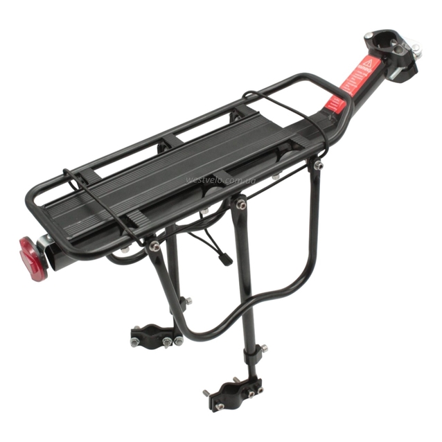 Багажник консольний на трубу сідла, алюміній AFT-134 з підпорами (болти)+ катафот фото westvelo.com