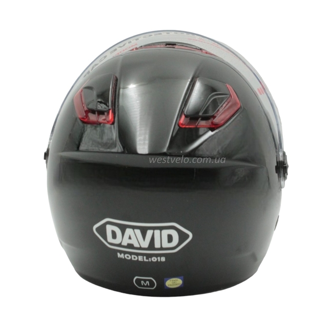 Мото шолом, відкритий (M) "DAVID" D018, чорний глянцевий фото westvelo.com