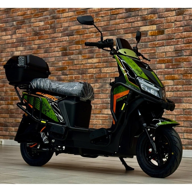 Електроскутер Corso «BULLET» B-38952, двигун 2000W, акумулятор 72V/38Ah, чорно-салатовий + 1 ящик. акум, колеса 10" фото westvelo.com
