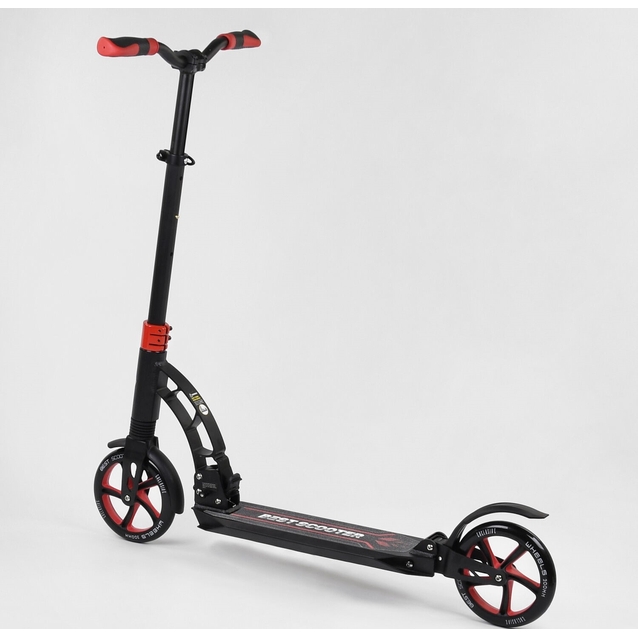 Самокат дитячий 2-х колісний, PU Best Scooter 42923 чорно-червоний, Ø200mm, AL, 2 амортизатора фото westvelo.com