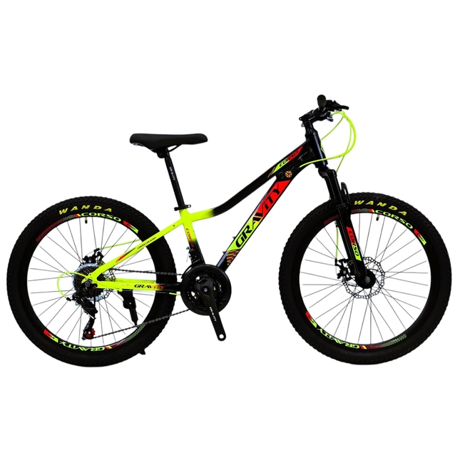 Велосипед 24 AL Corso «GRAVITY» GR-24477 алюміній 12", (к-т SHIMANO) чорно-жовто-червоний