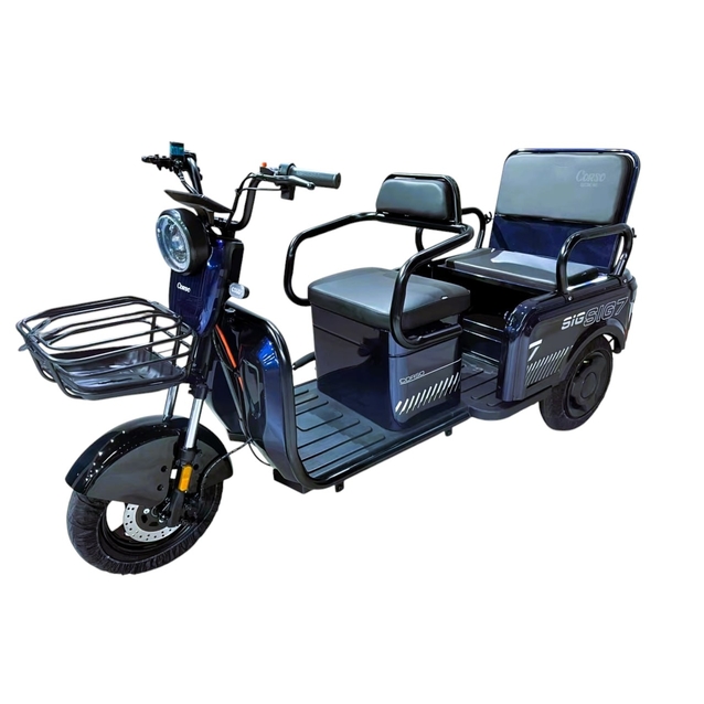 Трицикл Corso «SIG-7» SG-302240, двигун 1200W, акумулятор 72V/23Ah графеновий, синій + 1 ящик. акум, колеса 10" фото westvelo.com