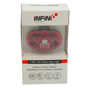 Мигалка на батарейках зад. INFINI 1-406 Vista 3 SMD LED, 2 режима